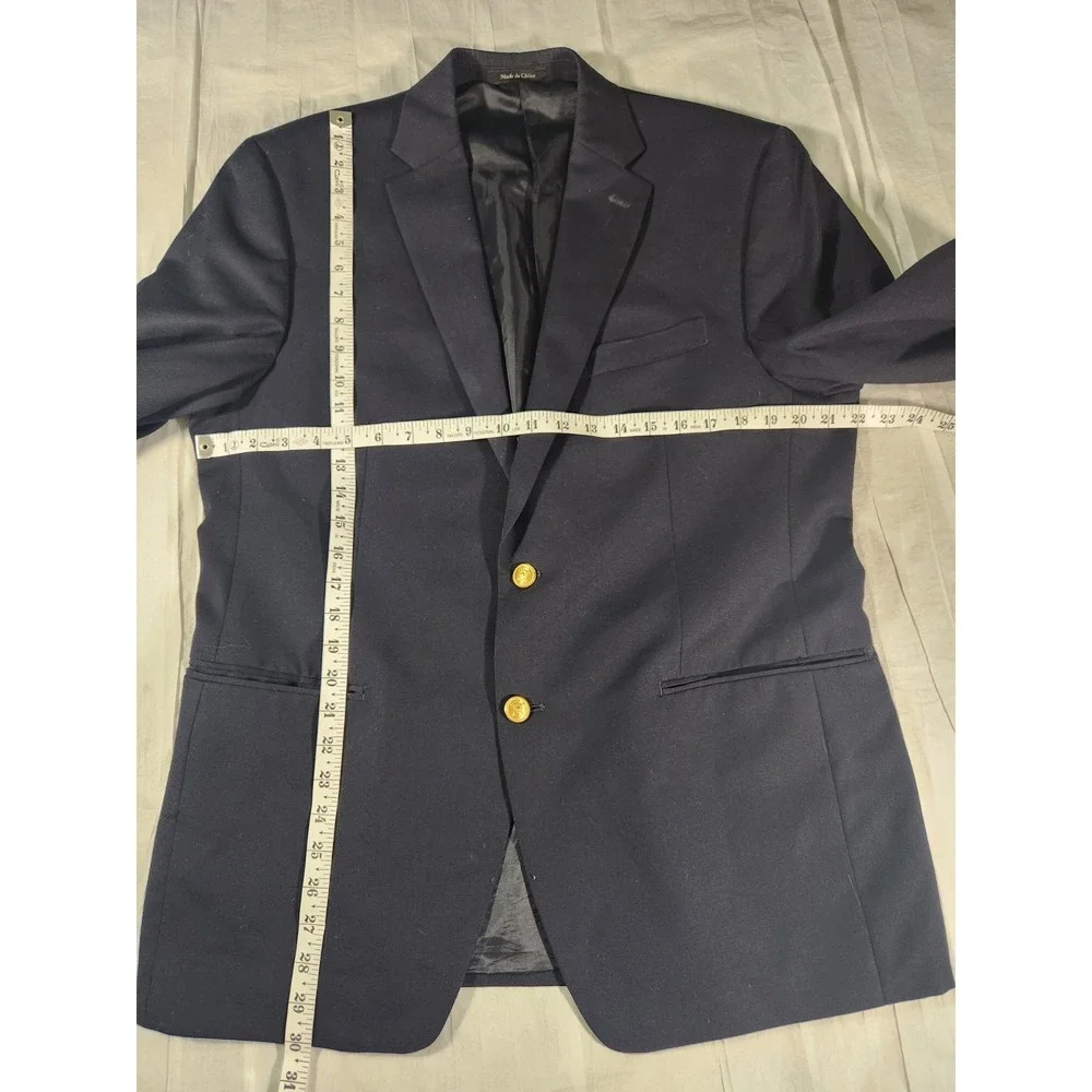 Ralph Lauren Blazer Mens 46R 100% Wool Navy Blue Gold Buttons LRL Jacket